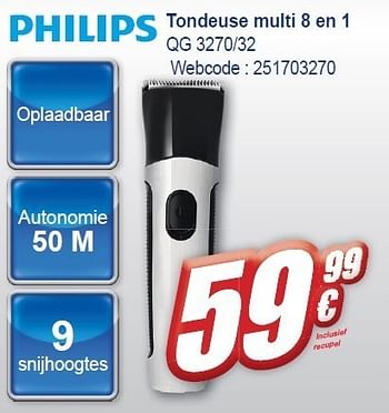 Promoties Tondeuse multi 8 en 1 qg 3270-32 - Philips - Geldig van 02/11/2011 tot 15/11/2011 bij Eldi