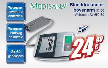 Promoties Bloeddrukmeter bovenarm 51150 - Medisana - Geldig van 02/11/2011 tot 15/11/2011 bij Eldi