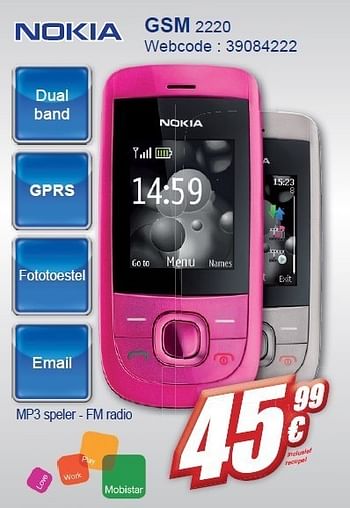Promoties Gsm 2220 - Nokia - Geldig van 02/11/2011 tot 15/11/2011 bij Eldi
