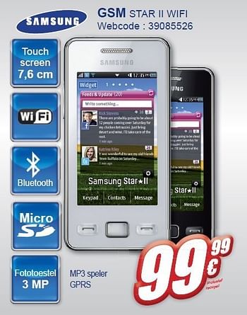 Promoties Gsm star ii wifi - Samsung - Geldig van 02/11/2011 tot 15/11/2011 bij Eldi