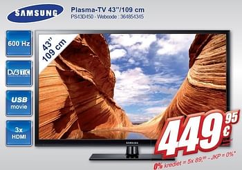 Promoties Plasma-tv ps43d450 - Samsung - Geldig van 02/11/2011 tot 15/11/2011 bij Eldi