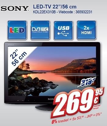 Promoties Led-tv kdl22ex310b - Sony - Geldig van 02/11/2011 tot 15/11/2011 bij Eldi
