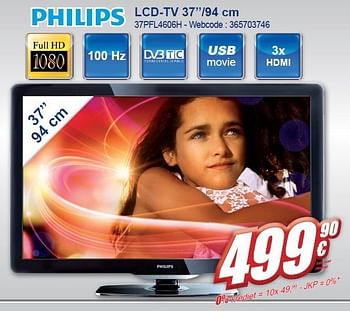 Promoties Lcd-tv 37pfl4606h - Philips - Geldig van 02/11/2011 tot 15/11/2011 bij Eldi