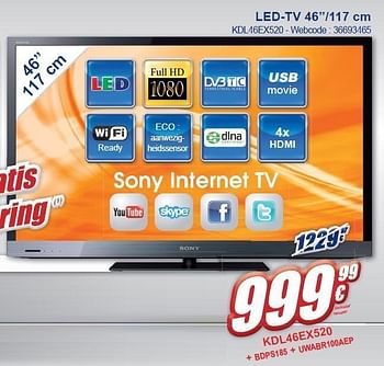 Promoties Led-tv kdl46ex520 - Sony - Geldig van 02/11/2011 tot 15/11/2011 bij Eldi