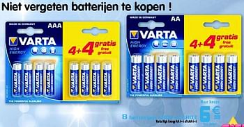 Promotions 8 batterijen lr06 of lr03 - Varta - Valide de 02/11/2011 à 20/11/2011 chez Gifi