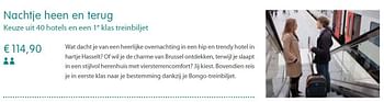 Promoties Nachtje heen en terug - Bongo - Geldig van 02/11/2011 tot 31/08/2012 bij Bongo
