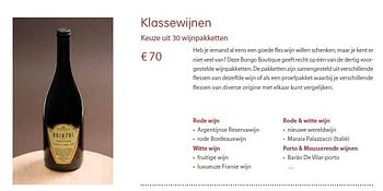 Promotions Klassewijnen - Bongo - Valide de 02/11/2011 à 31/08/2012 chez Bongo