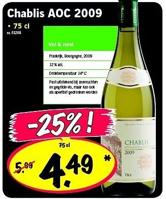 Promoties Chablis aoc 2009 - Witte wijnen - Geldig van 03/11/2011 tot 09/11/2011 bij Lidl