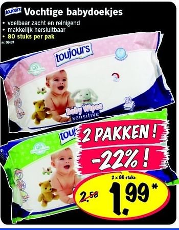 Promoties Vochtige babydoekjes - Toujours - Geldig van 03/11/2011 tot 09/11/2011 bij Lidl