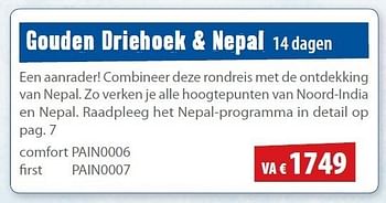 Promoties Gouden driehoek & nepal - Huismerk Connections - Geldig van 05/11/2011 tot 29/02/2012 bij Connections