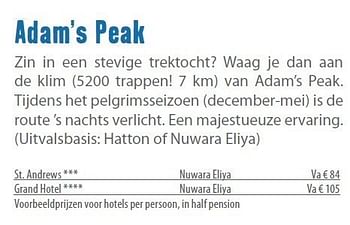 Promoties Adam`s peak - Huismerk Connections - Geldig van 05/11/2011 tot 29/02/2012 bij Connections