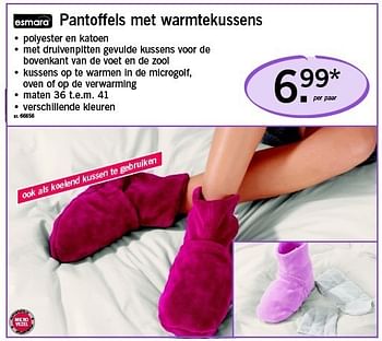 Promoties Pantoffels met warmtekussens - Esmara - Geldig van 10/11/2011 tot 12/11/2011 bij Lidl