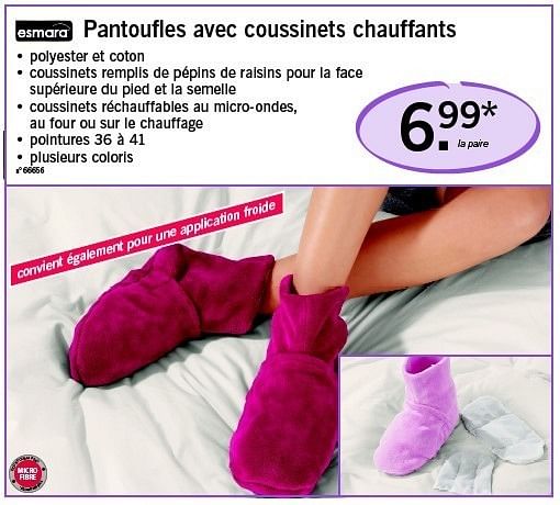 Esmara Pantoufles avec coussinets chauffants En promotion chez Lidl