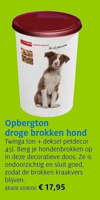 Promoties Opbergton droge brokken hond - Huismerk - Aveve - Geldig van 13/11/2011 tot 21/12/2011 bij Aveve