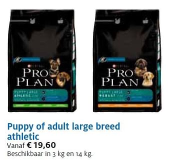 Promoties Puppy of adult large breed athletic - Purina - Geldig van 13/11/2011 tot 21/12/2011 bij Aveve