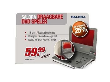 Promotions Draagbare dvd speler - Salora - Valide de 30/11/2011 à 17/12/2011 chez Auva