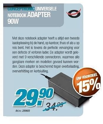 Promotions Universele notebook adapter - Conceptronic - Valide de 30/11/2011 à 17/12/2011 chez Auva