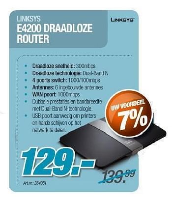 Promoties E4200 draadloze router - Linksys - Geldig van 30/11/2011 tot 17/12/2011 bij Auva