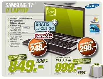 Promoties I7 laptop - Samsung - Geldig van 30/11/2011 tot 17/12/2011 bij Auva