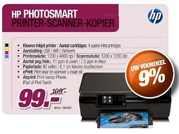 Promoties Hp photosmart printer scanner kopier - HP - Geldig van 30/11/2011 tot 17/12/2011 bij Auva