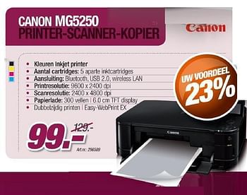 Promotions Mg 5250 printer scanner kopier - Canon - Valide de 30/11/2011 à 17/12/2011 chez Auva