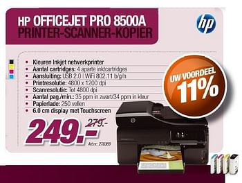 Promoties Officejet pro 8500a printer scanner kopier - HP - Geldig van 30/11/2011 tot 17/12/2011 bij Auva