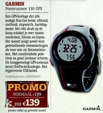 Promoties Forerunner 110 gps - Garmin - Geldig van 01/12/2011 tot 31/12/2011 bij A.S.Adventure