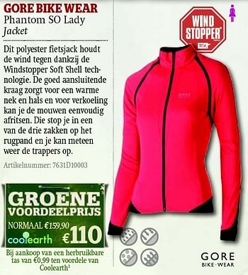 Promoties Phantom so lady jacket - Gore Bike Wear - Geldig van 01/12/2011 tot 31/12/2011 bij A.S.Adventure