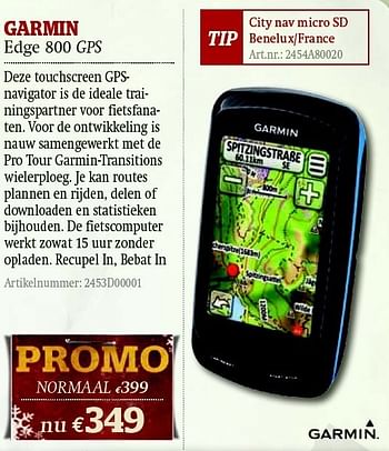 Promoties Edge 800 gps - Garmin - Geldig van 01/12/2011 tot 31/12/2011 bij A.S.Adventure