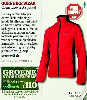 Promoties Countdown as jacket - Gore Bike Wear - Geldig van 01/12/2011 tot 31/12/2011 bij A.S.Adventure