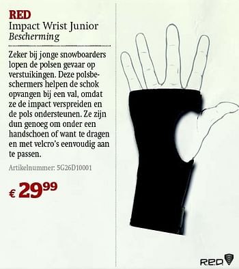 Promoties Impact wrist junior bescherming - RED - Geldig van 01/12/2011 tot 31/12/2011 bij A.S.Adventure