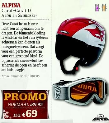 Promoties Carat+carat d helm en skimasker - Alpina - Geldig van 01/12/2011 tot 31/12/2011 bij A.S.Adventure