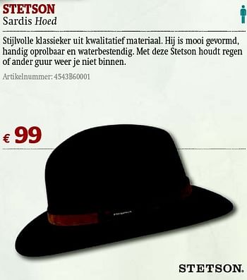 Promoties Sardis hoed - Stetson - Geldig van 01/12/2011 tot 31/12/2011 bij A.S.Adventure