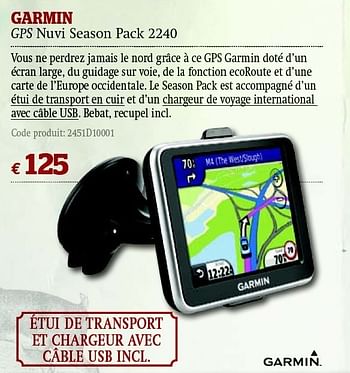Promotions Garmin gps nuvi season pack 2240 - Garmin - Valide de 01/12/2011 à 31/12/2011 chez A.S.Adventure