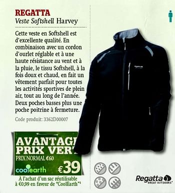 Promotions Regatta veste softshell harvey - Regatta - Valide de 01/12/2011 à 31/12/2011 chez A.S.Adventure