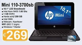 Promoties Notebook mini 110 3700sb - HP - Geldig van 01/12/2011 tot 15/01/2012 bij Compudeals