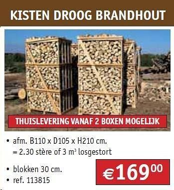 Promoties Kisten droog brandhout - Huismerk - Bouwcenter Frans Vlaeminck - Geldig van 01/12/2011 tot 31/12/2011 bij Bouwcenter Frans Vlaeminck