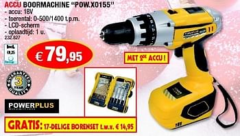 Promoties Accu boormachine pow.x0155 - Powerplus - Geldig van 07/12/2011 tot 31/12/2011 bij Hubo