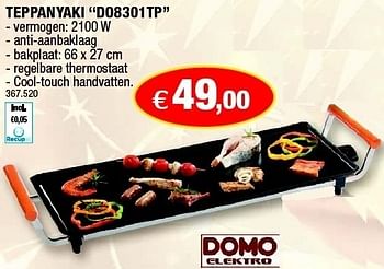 Promoties Teppanyaki do8301tp - Domo elektro - Geldig van 07/12/2011 tot 31/12/2011 bij Hubo