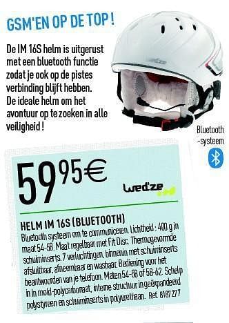 Promoties Helm im 16s (bluetooth) - Wed'ze - Geldig van 07/12/2011 tot 24/12/2011 bij Decathlon