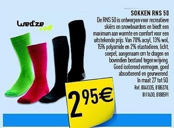 Promoties Sokken rns 50 - Wed'ze - Geldig van 07/12/2011 tot 24/12/2011 bij Decathlon