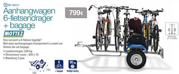 Rand parfum regel Mottez Aanhangwagen 6-fietsendrager + bagage - Promotie bij Auto 5