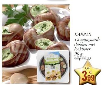Promoties Karras 12 wijngaardslakken met lookboter - Karras - Geldig van 26/12/2011 tot 31/12/2011 bij Champion