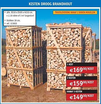 Promoties Kisten droog brandhout - Huismerk - Bouwcenter Frans Vlaeminck - Geldig van 01/01/2012 tot 31/01/2012 bij Bouwcenter Frans Vlaeminck