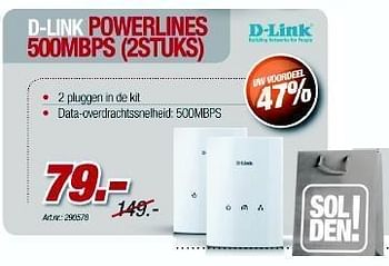 Promoties D-link powerlines 500mbps - D-Link - Geldig van 04/01/2012 tot 31/01/2012 bij Auva