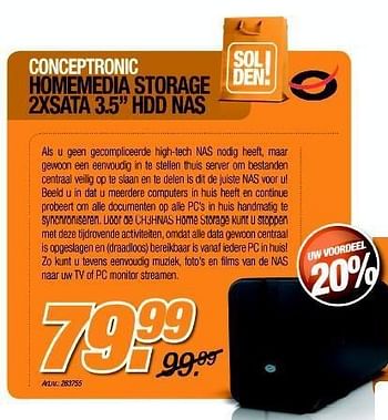 Promoties Homemedia storage 2xsata hdd nas - Conceptronic - Geldig van 04/01/2012 tot 31/01/2012 bij Auva