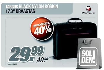 Promoties Targus black nylon koskin draagtas - Targus - Geldig van 04/01/2012 tot 31/01/2012 bij Auva