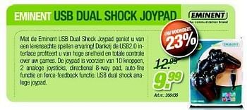 Promoties Eminent usb daul shock joypad - Eminent - Geldig van 04/01/2012 tot 31/01/2012 bij Auva