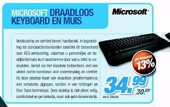 Promotions Microsoft draadloos keyboard en muis - Microsoft - Valide de 04/01/2012 à 31/01/2012 chez Auva