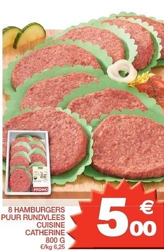 Promoties 8 hamburgers puur rundvlees cuisine catherine - Huismerk - Champion - Geldig van 24/01/2012 tot 29/01/2012 bij Champion